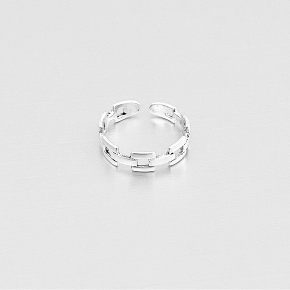 Sterling Silver Square Link Toe Ring, Silver Rings, Chain Links, Silver Band - Picture 7 of 13